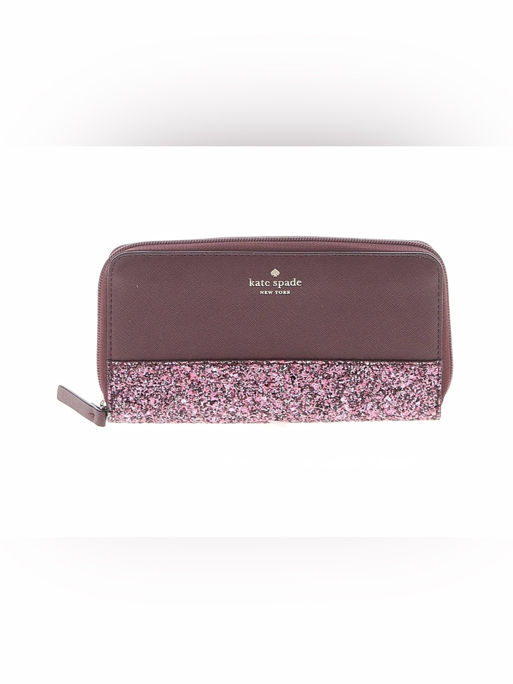 kate spade Greta Court Cherrywood Glitter continental zip wallet NEW
